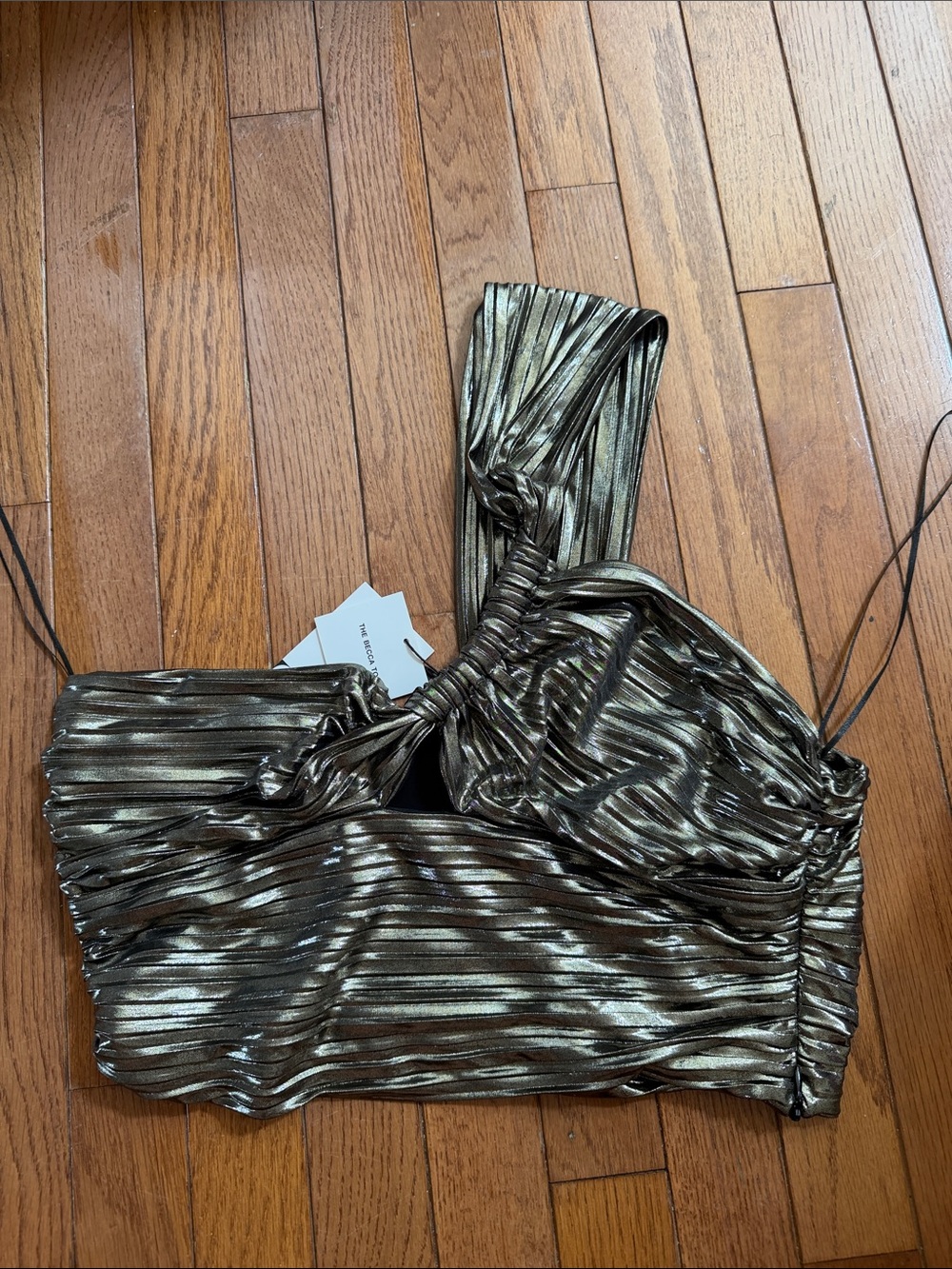 Zara Metallic Gold One-Shoulder Crop Top